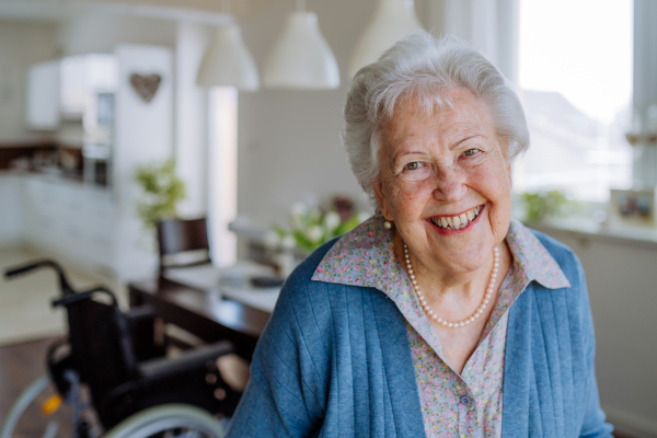 Portrait of smiling senior woman at home.