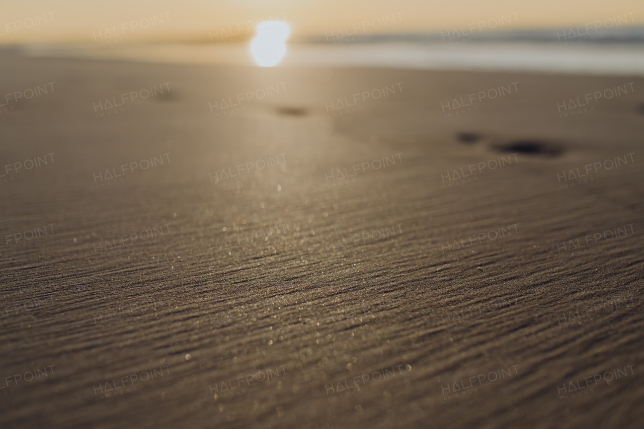 Landscape with sea sunset on a beach.