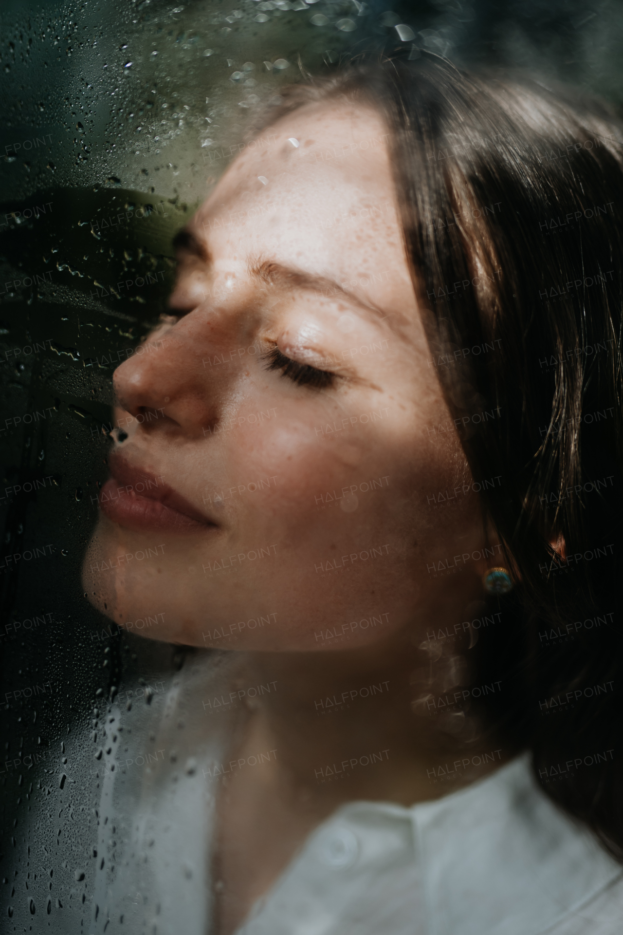 Portrait of a young woman in jungle.