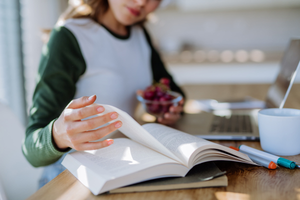 Young woman having homeoffice in an apartment.