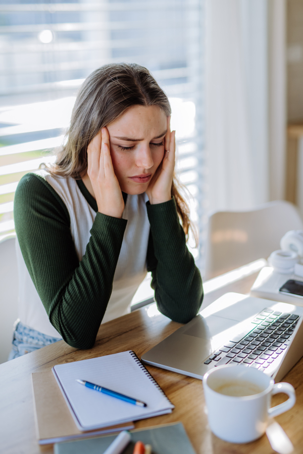 Young woman having homeoffice in an apartment.