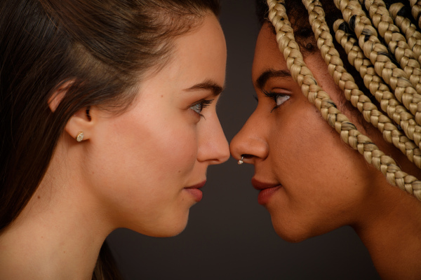 Portrait of two young friends, beauty routine and skin care concept.