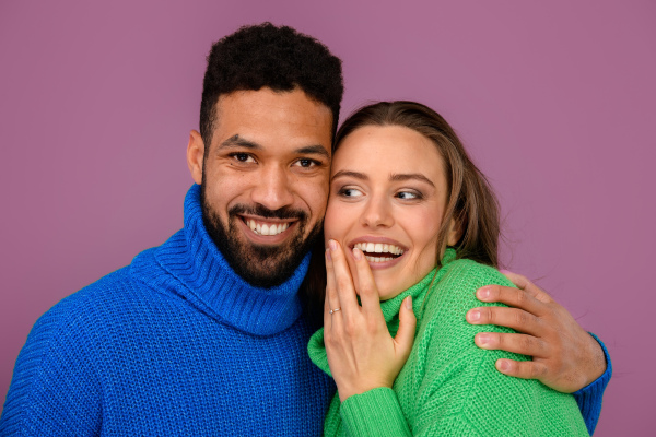 Portrait of two multiracial friends, concept of diversity and the friendship.