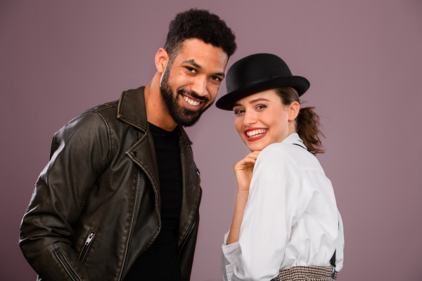 Portrait of a young multiracial couple, studio shoot.