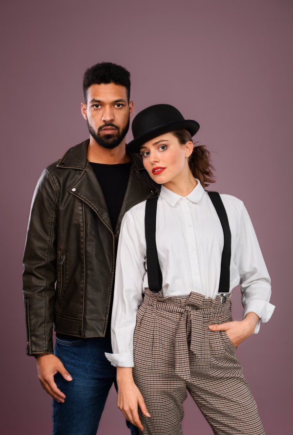 Portrait of a young multiracial couple, studio shoot.