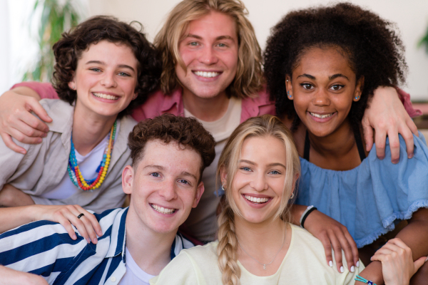 Diverse group of friends with mixed races having fun together at park, Friendship and lifestyle concepts