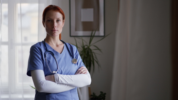 Video of young nurse, concept of healthcare in the seniors home.