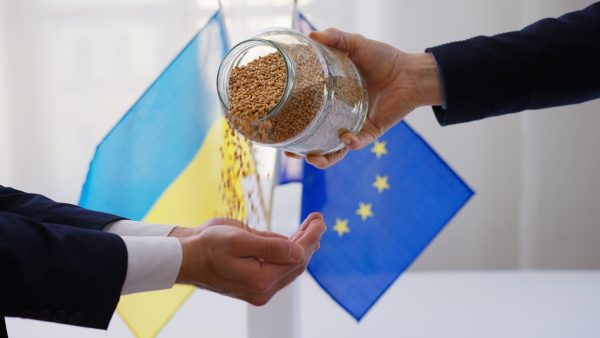 Ukraine exports wheat to Europe, an inclusion of Ukraine to European union concept.