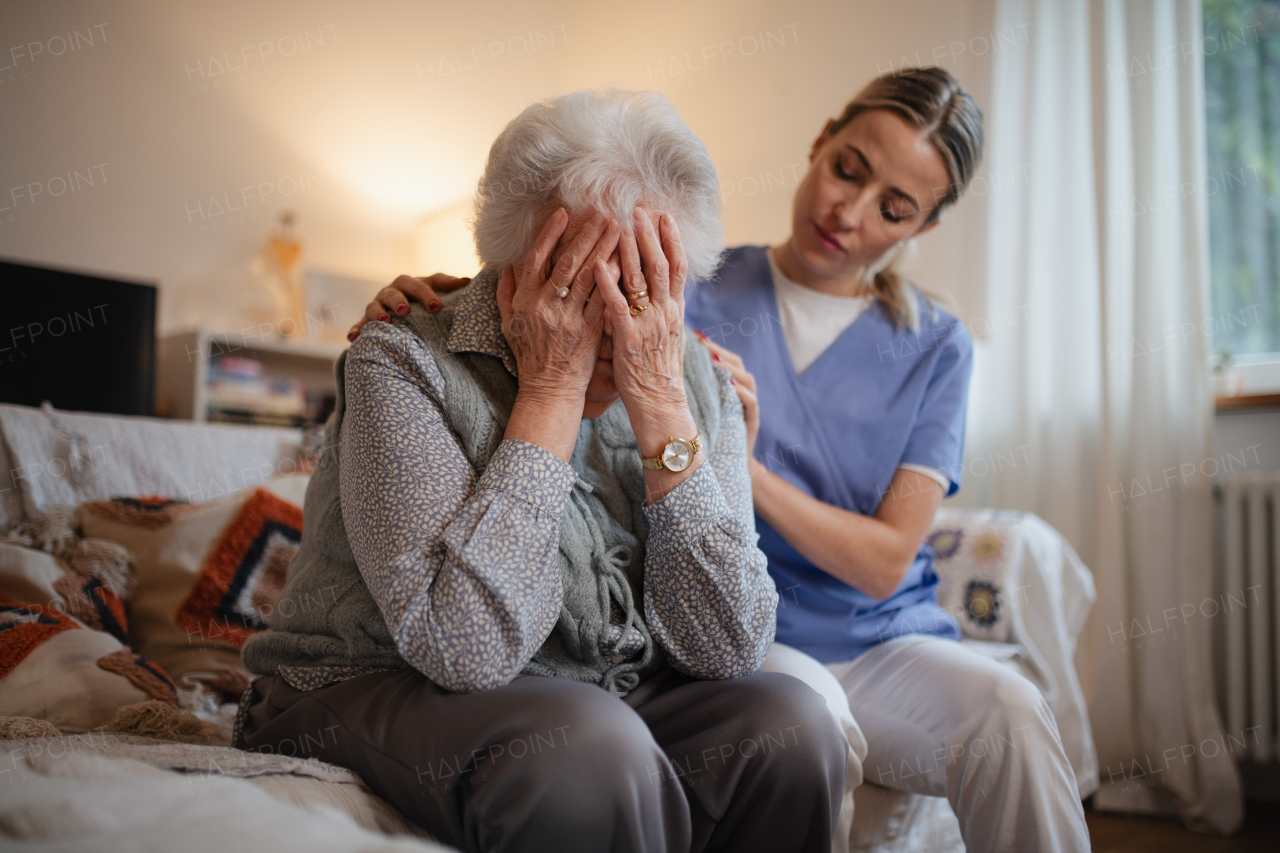 Psychologist provides mental health support and grief counseling to female elderly patient.