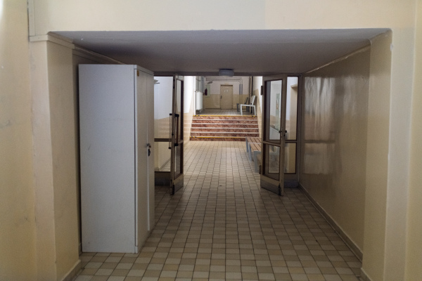 Old and empty corridor. in municipal hospital.