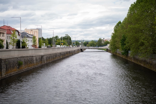River Hron flowing through Banska Bystrica, Slovakia