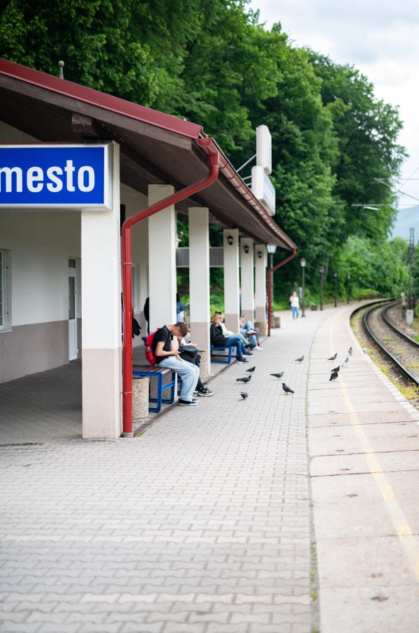 Passengers are waiting for the train at the railway station.