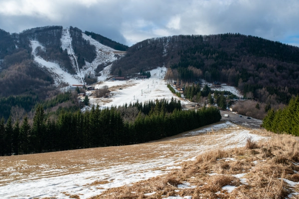 Ski resort with lack of snow.