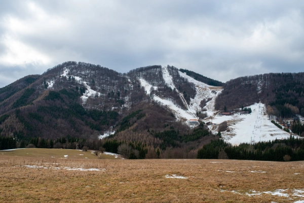 Ski resort with lack of snow.